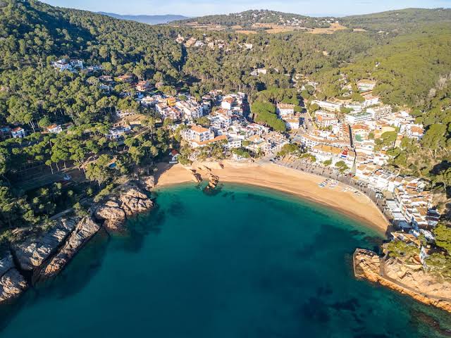 Aerial view of the bay and beach